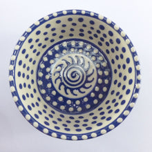Load image into Gallery viewer, Blue small pet bowl double line of dots