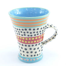 Load image into Gallery viewer, Turquoise stripe edge flared mug