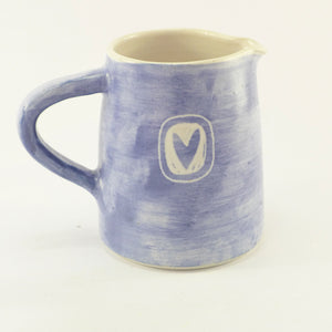 Blue and white medium jug heart