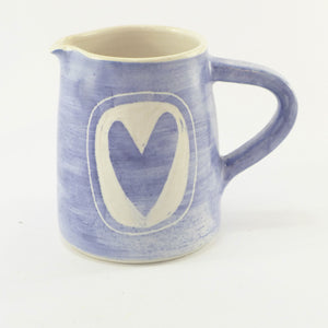 Blue and white medium jug heart