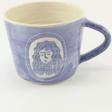 Load image into Gallery viewer, Blue and white mug with mermaid