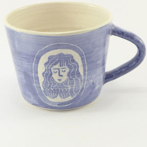 Blue and white mug with mermaid