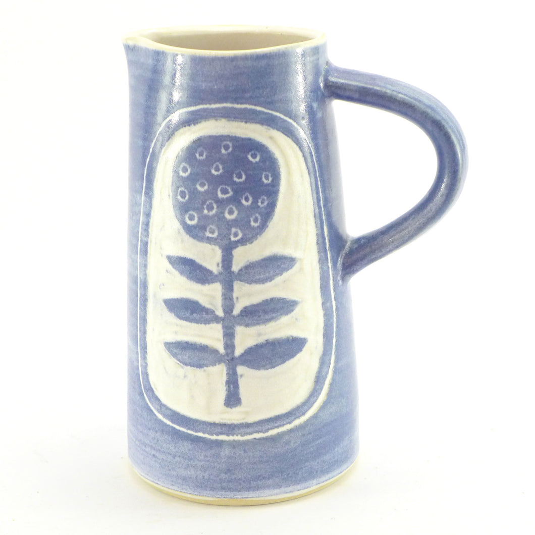 Blue and white tall flower jug