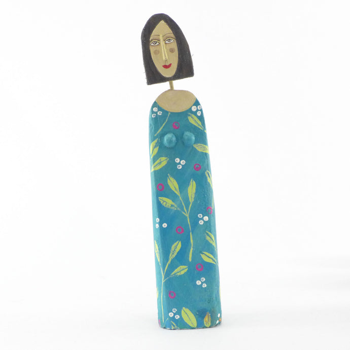 Small lady in a teal frock