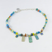 Load image into Gallery viewer, Warm tones enamelled silver and semi precious stone necklace NPN04