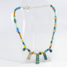 Load image into Gallery viewer, Warm tones enamelled silver and semi precious stone necklace NPN04