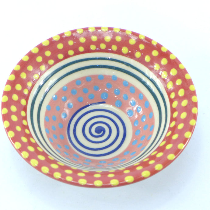 Red edge small bowl with pink spots