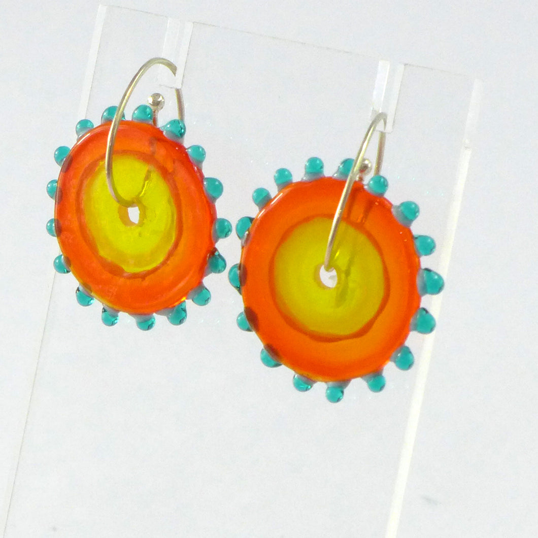 Whirly Gig Glass Earrings Orange