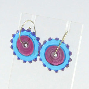 Whirly Gig Glass Earrings Turquoise & Pink