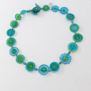 Jelly Ring Glass Necklace Turquoise & Green PC14