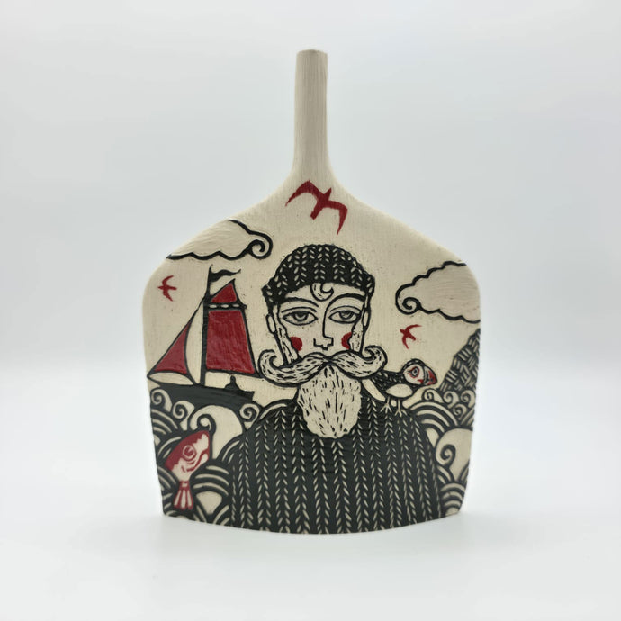 Fisher Man and Puffin Small Vessel