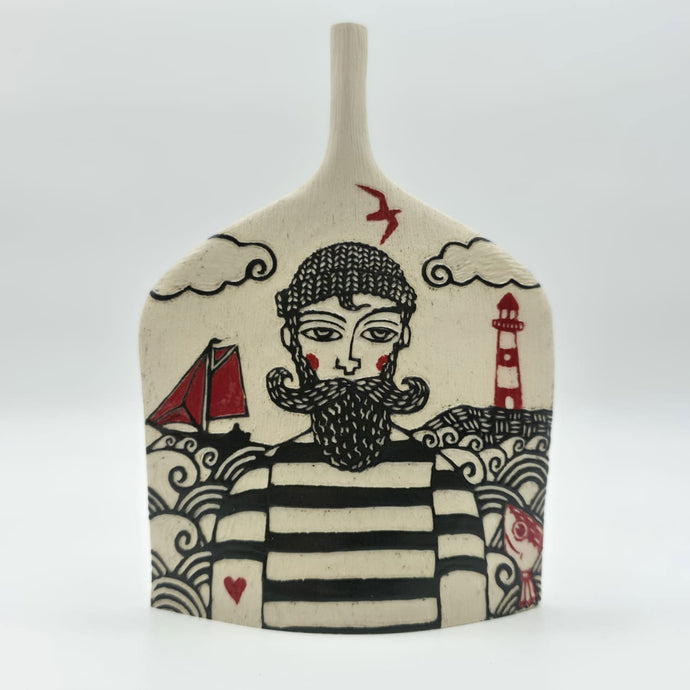 Sailor and Lighthouse Small Vessel