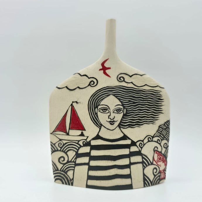 Sailor Girl and Boat Small Vessel
