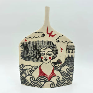 Swimmer and Cottage Small Vessel
