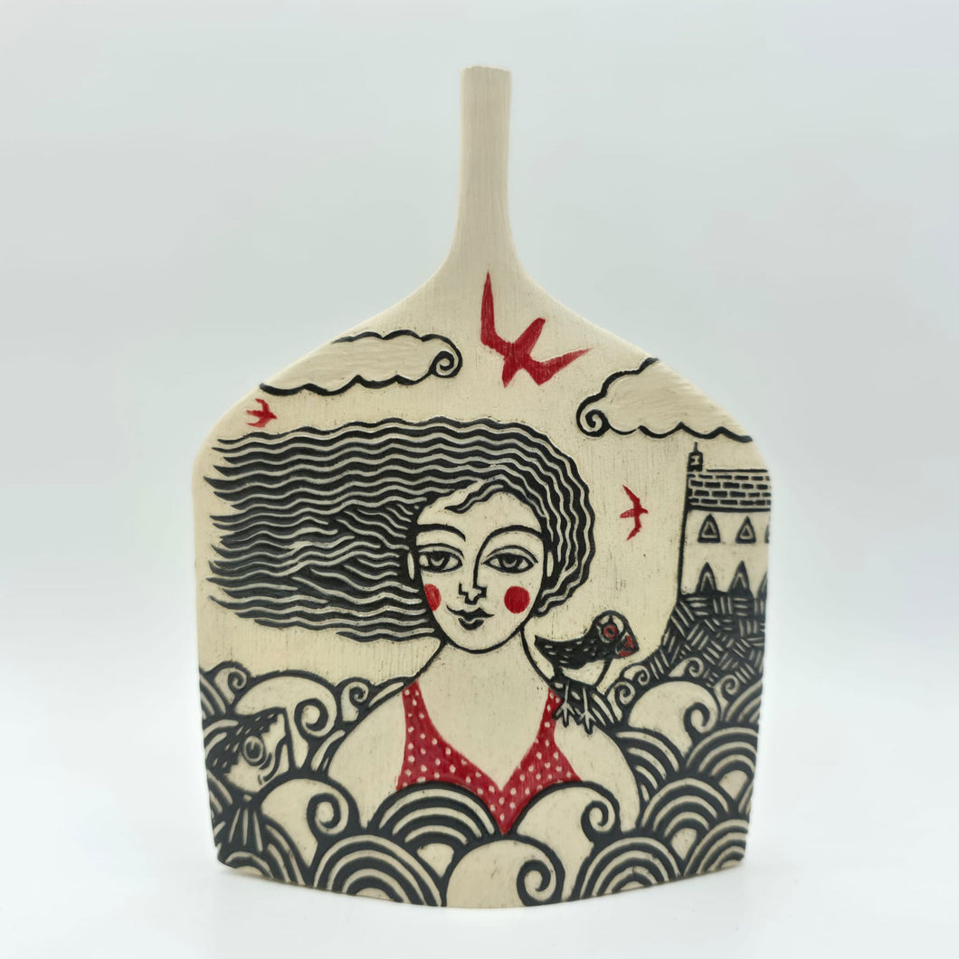 Swimmer and Cottage Small Vessel