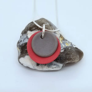 Porcelain pendant Red and Grey