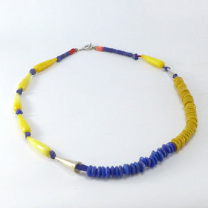 Lapis, dyed jade, coral and glass necklace R4