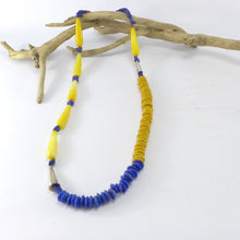 Load image into Gallery viewer, Lapis, dyed jade, coral and glass necklace R4
