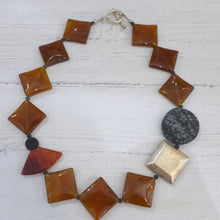 Load image into Gallery viewer, Chalcedony, agate, onyx, snowflake obsidian, lava &amp; silver necklace Rokz 5