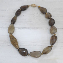 Load image into Gallery viewer, Smokey Quartz and gold plated silver necklace Rokz 8