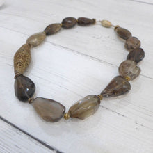 Load image into Gallery viewer, Smokey Quartz and gold plated silver necklace Rokz 8