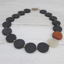 Load image into Gallery viewer, Onyx, Druzy rock crystal, brick jasper &amp; silver necklace Rokz 9