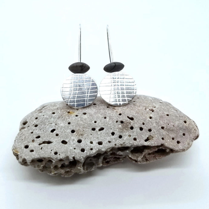 Grey jasper and sterling silver earrings CB57