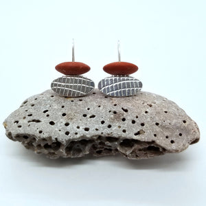 Red jasper and sterling silver earrings CB37