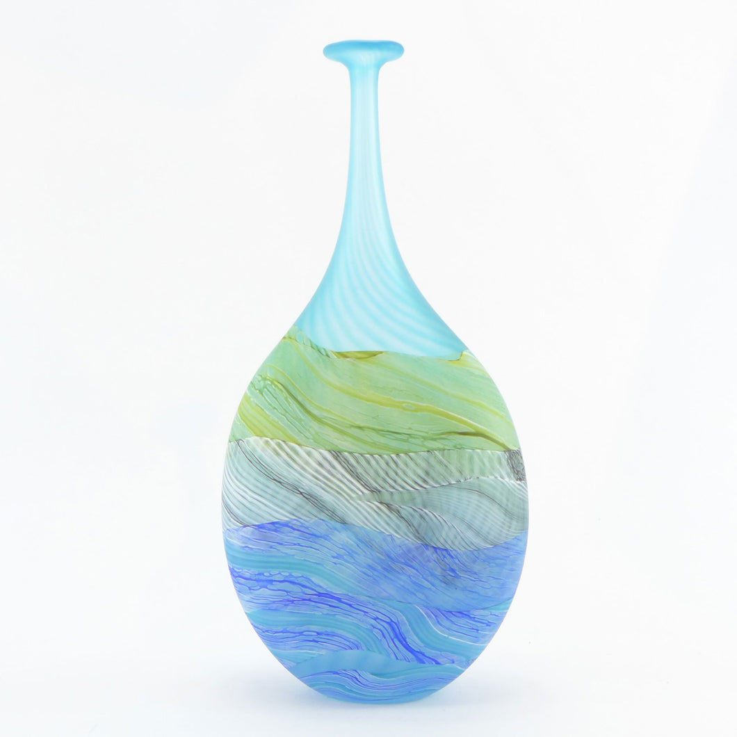 Small Spring Tides Seashore Glass Flattened Flask