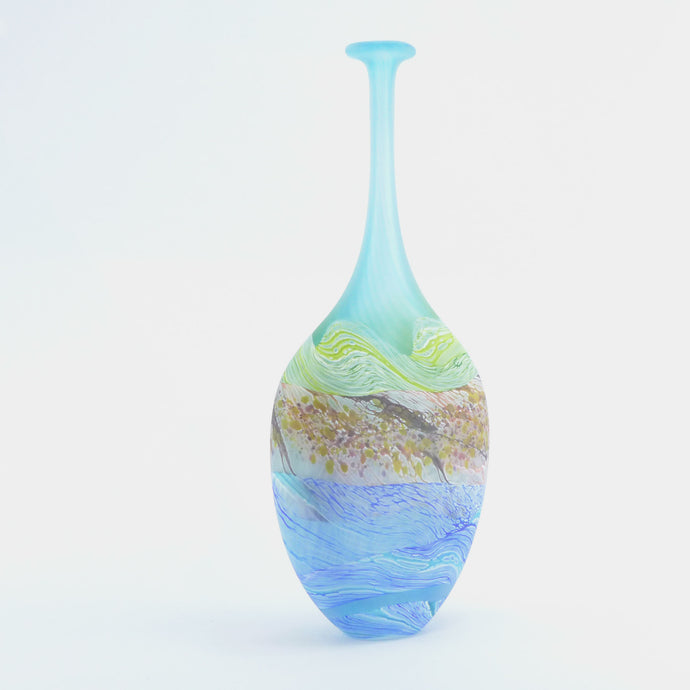 Small Waves Flattened Glass Flask 1
