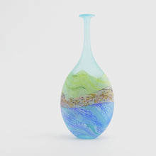 Load image into Gallery viewer, Small Waves Flattened Glass Flask 2