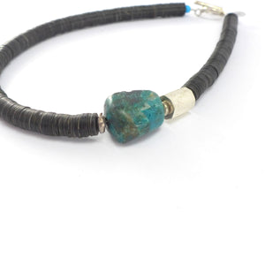 Chrysocolla  and coconut necklace