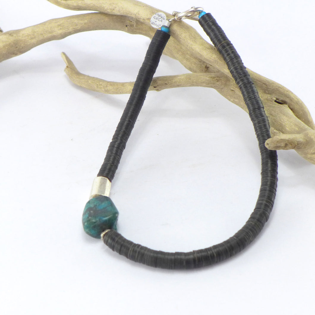 Chrysocolla  and coconut necklace