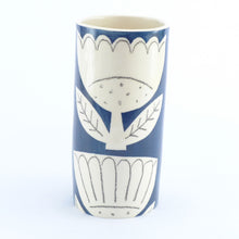 Load image into Gallery viewer, Dark blue patchwork flower cylinder vase