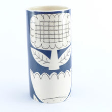 Load image into Gallery viewer, Dark blue patchwork flower cylinder vase