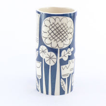 Load image into Gallery viewer, Dark blue patchwork garden cylinder vase