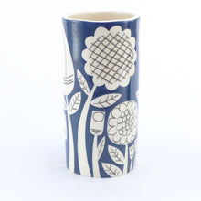 Load image into Gallery viewer, Dark blue patchwork garden cylinder vase