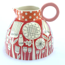 Load image into Gallery viewer, Dark red patchwork garden large fat jug