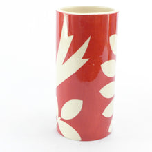 Load image into Gallery viewer, Dark red ava bird cylinder vase