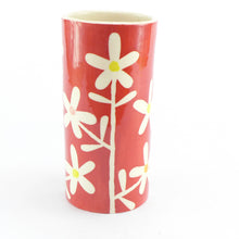 Load image into Gallery viewer, Dark red daisy small cylinder vase