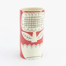 Load image into Gallery viewer, Dark red patchwork flower cylinder vase