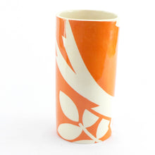 Load image into Gallery viewer, Orange ava bird small cylinder vase