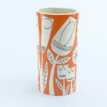 Load image into Gallery viewer, Orange patchwork garden cylinder vase