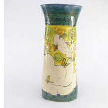 Load image into Gallery viewer, Figure large teal and yellow vase
