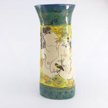 Load image into Gallery viewer, Figure large teal and yellow vase