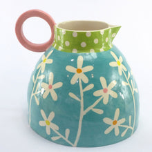 Load image into Gallery viewer, Turquoise daisy large fat jug