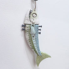 Load image into Gallery viewer, Turquoise and green fish with scales wallmount