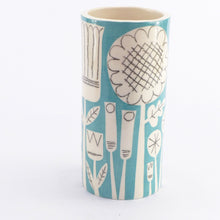 Load image into Gallery viewer, Turquoise patchwork garden cylinder vase