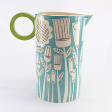 Load image into Gallery viewer, Turquoise large oval patchwork garden jug