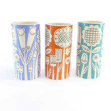 Load image into Gallery viewer, Turquoise patchwork garden cylinder vase